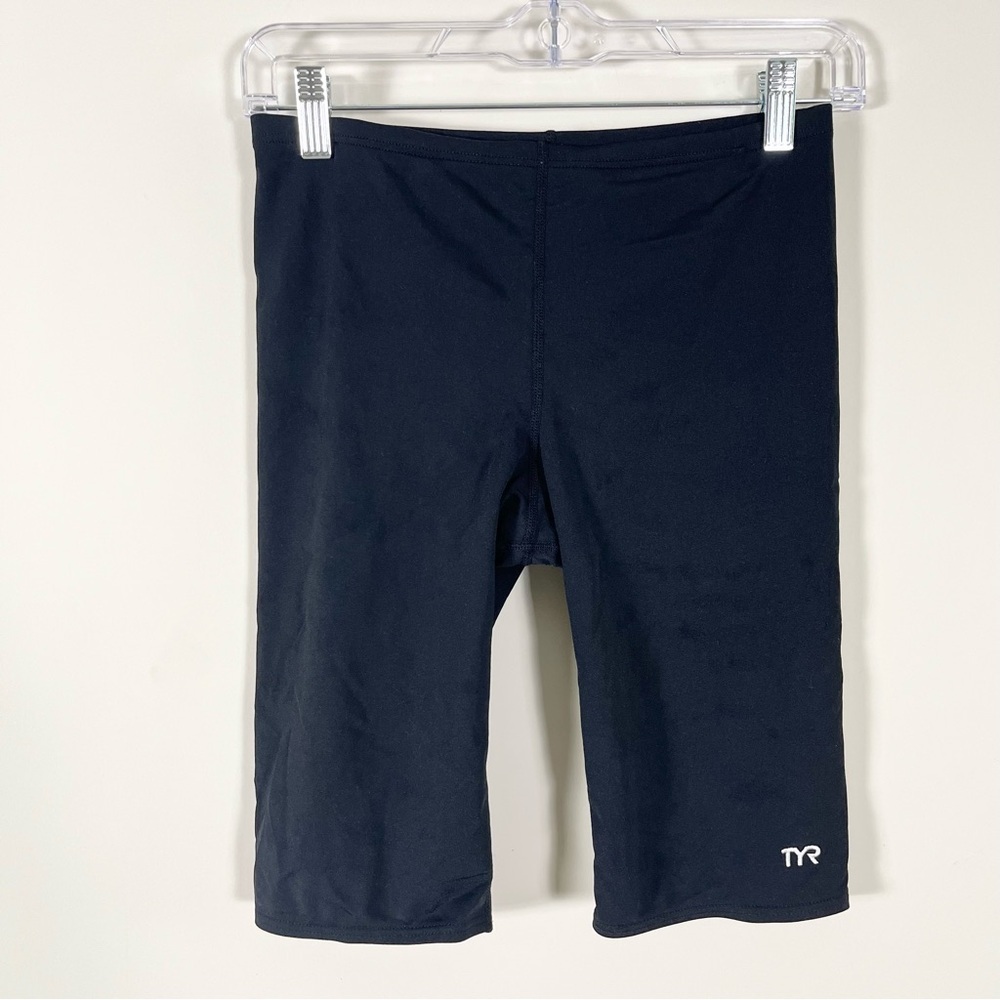 TYR Boys Durafast Elite Jammer Swimsuit Solid Black Swim Size 26****